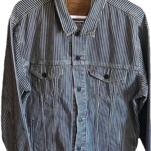 Levi’s Premium Relaxed Fit M Trucker Jacket A5782‑0077  Railroad Stripe NWOT